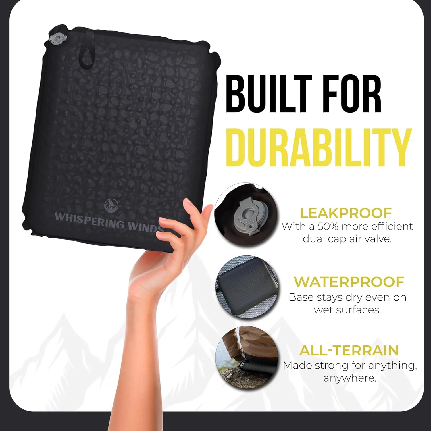 Whispering Winds Inflatable Seat Cushion – Comfortable Blow-up Foam Pad for Airplane, Travel, Stadium, Camping & Car