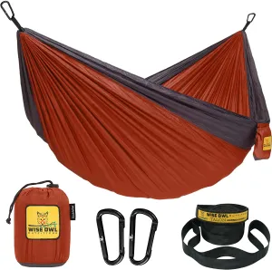 Wise Owl Outfitters Hammock for Camping Double Hammocks Gear for The Outdoors Backpacking Survival or Travel - Portable Lightweight Parachute Nylon DO