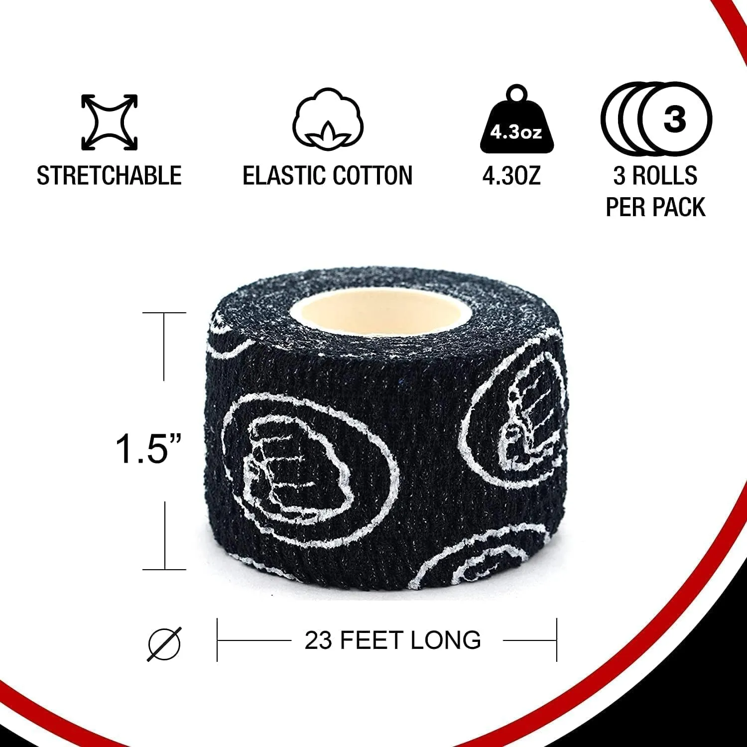 WOD Nation Weightlifting Hook Grip Tape - Bulk 12 Pack (23ft/Roll) Comfortable & Stretchy Athletic Thumb Tape for Weight Lifting, Excercise & Cross Training - Protect Thumb, Wrist & Finger -Black