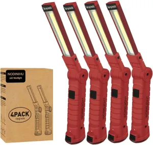 Working Light Portable, Rechargeable Work Lights with Magnetic Base Hanging Hook,360° Rotate 5 Modes,COB LED 800 Lumens Foldable Inspection Light for Car Repair, Grill and Outdoor Use(4pack)