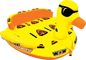 WOW Sports – Mega Ducky Towable Deck Tube for Boating – 1-5 Person 850 lbs Capacity – Inflatable Boat Tube for Water Sports – Youth & Adults
