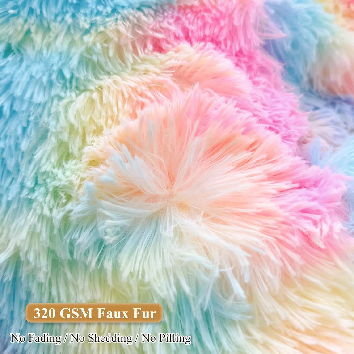 XeGe Faux Fur Comfy Bean Bag Cover(No Filler) for Living Room, Tie Dye Fluffy Stuffed Animal Storage Bean Bag Chair Cover, Furry Fuzzy Bean Bag Cover for Adults Teens Kids Girls, Anti-Slip, Rainbow