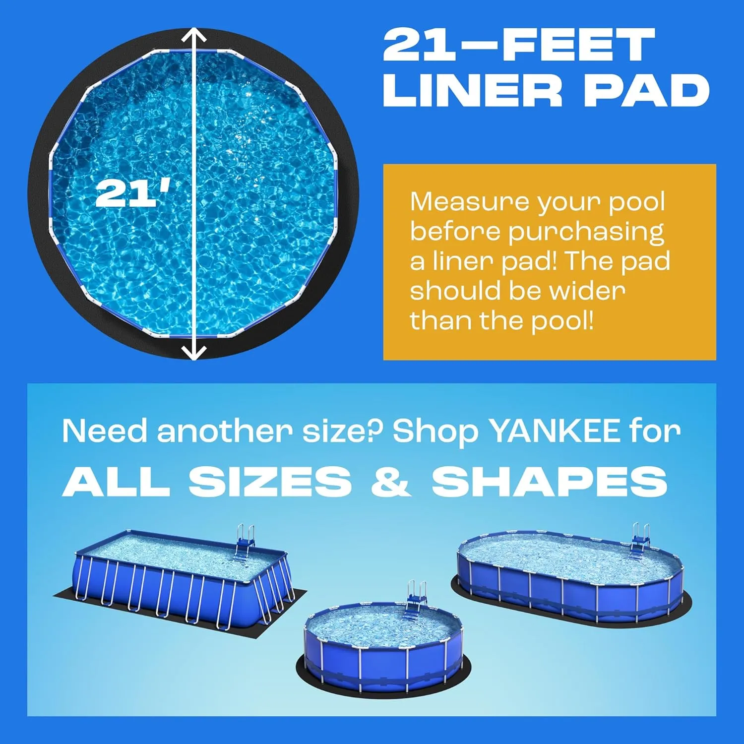 Yankee Pool Liner Pad, 21 Ft Round Puncture Proof Pool Mat, Above Ground Pool Liner Protector Against Tearing, Grass, Under Pad to Prolong Swimming Pool Liner Life