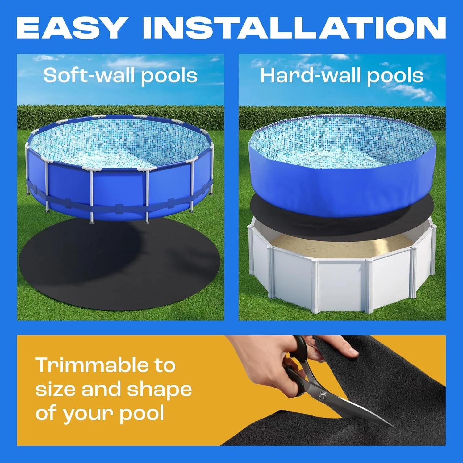 Yankee Pool Liner Pad, 21 Ft Round Puncture Proof Pool Mat, Above Ground Pool Liner Protector Against Tearing, Grass, Under Pad to Prolong Swimming Pool Liner Life
