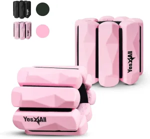 Yes4All Wrist & Ankle Weights Set 2x 1lb - Premium Silicone Adjustable For Women/Men Home Gym, Yoga, Cardio, Pilates, Running