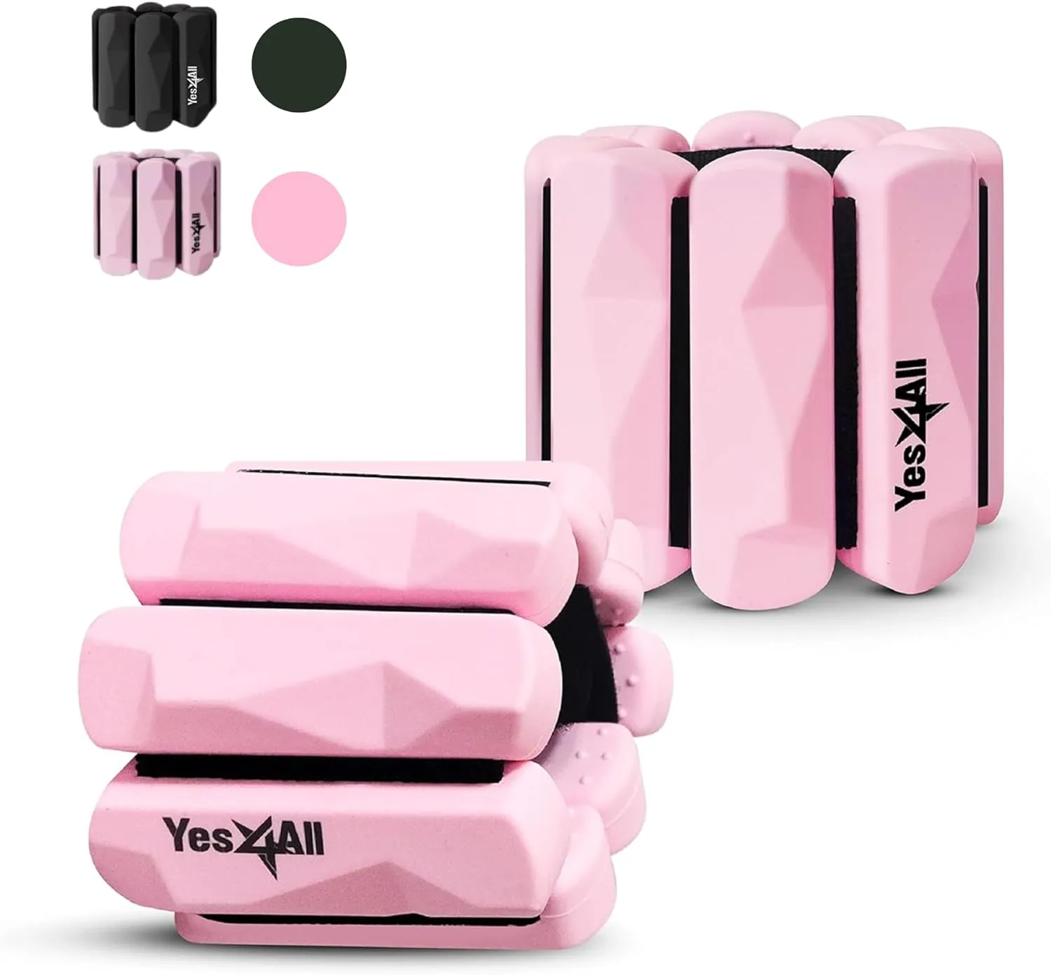 Yes4All Wrist & Ankle Weights Set 2x 1lb - Premium Silicone Adjustable For Women/Men Home Gym, Yoga, Cardio, Pilates, Running