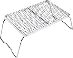 YETO Folding Campfire Grill 304 Stainless Steel Grate, Portable Heavy Duty Camping Grill with Legs Carrying Bag