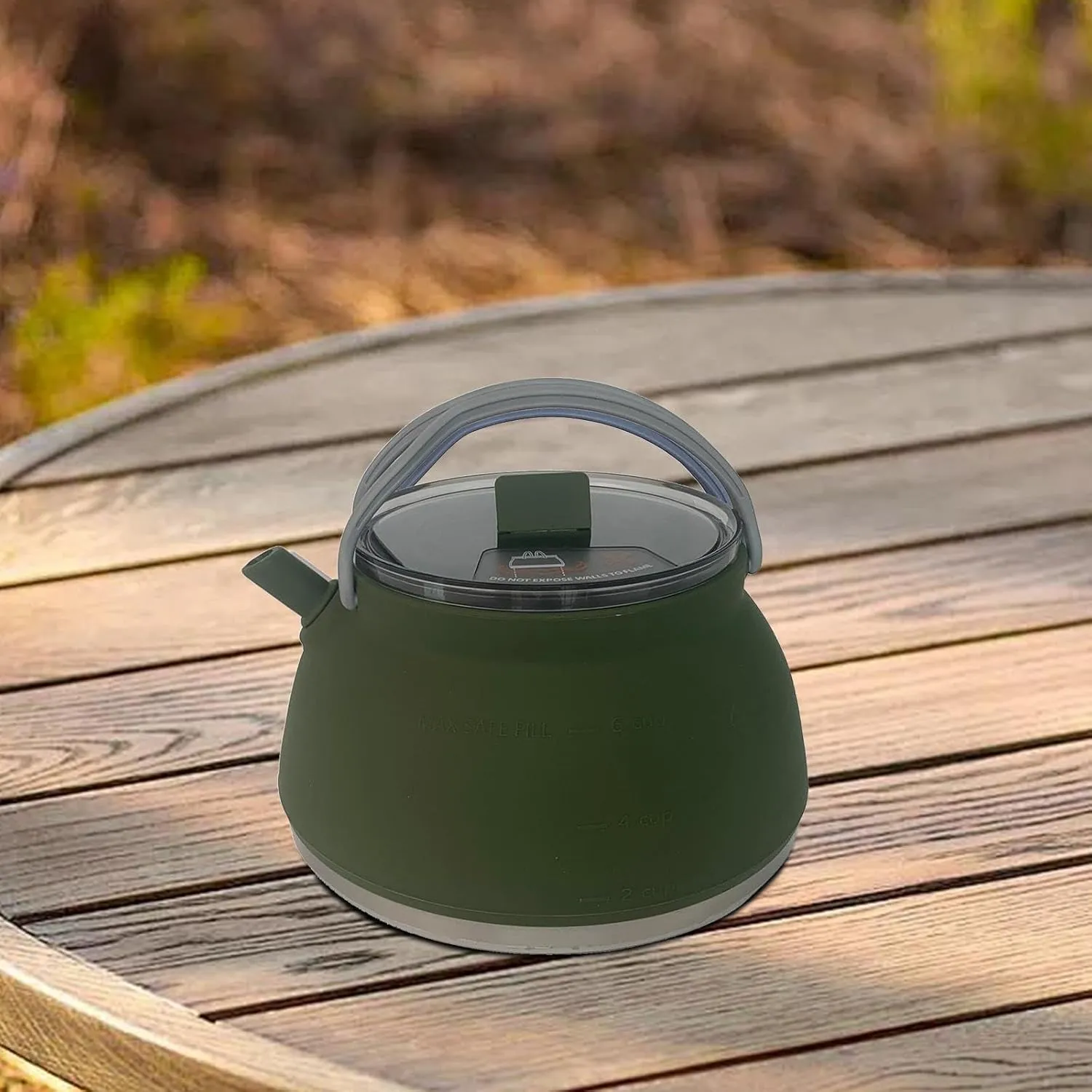 YIJU 1.5L Travel Kettle for Camping And Outdoor Cooking, Foldable Pot for Coffee And Tea, Dark Green