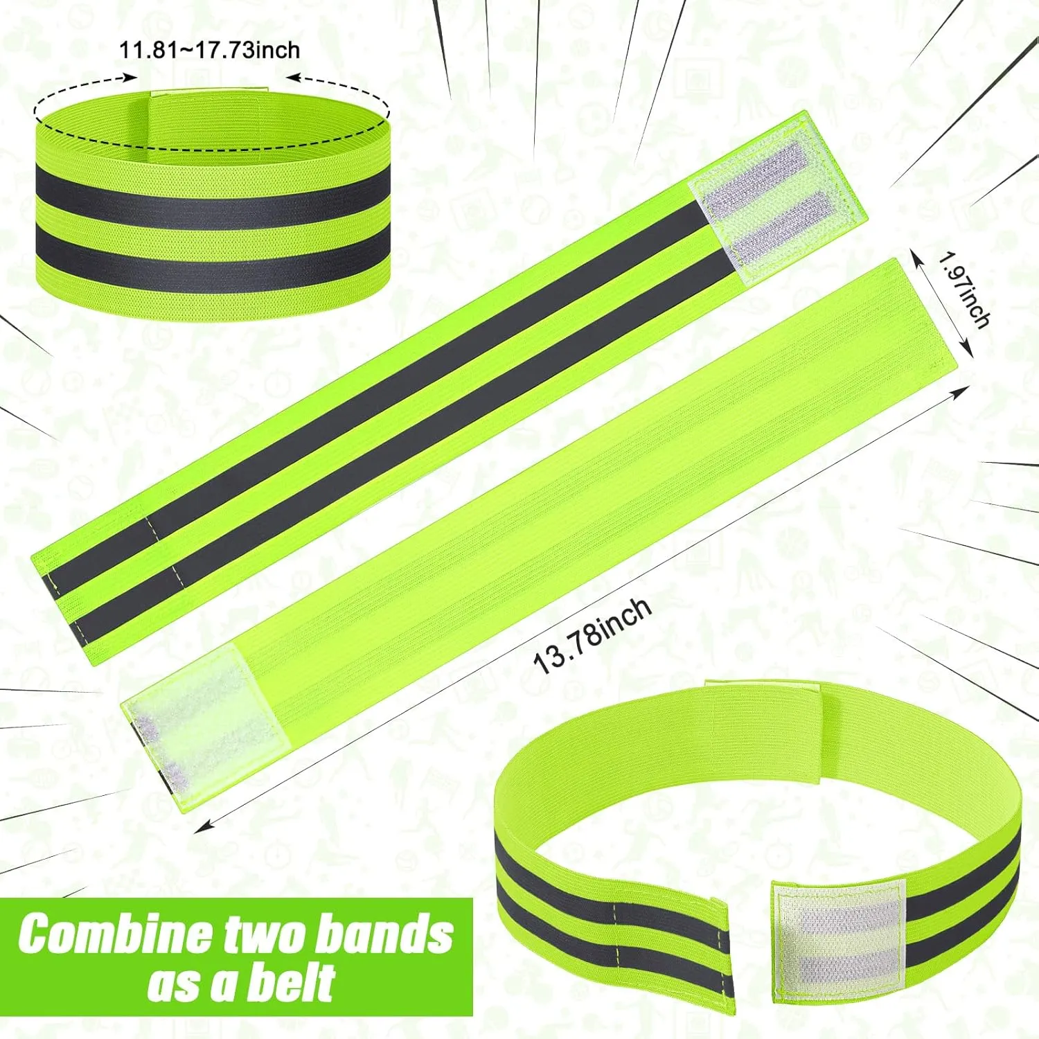 Yilloog 100 Pcs Reflective Arm Bands for Night Walking Reflector Bands Wrist Arm Ankle Leg High Visibility Reflective Gear Safety Reflector Tape Straps for Cycling and Running