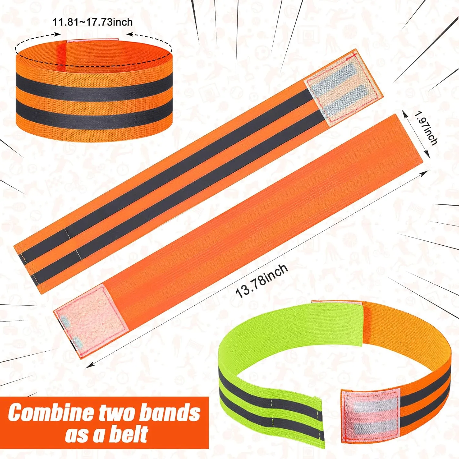 Yilloog 100 Pcs Reflective Arm Bands for Night Walking Reflector Bands Wrist Arm Ankle Leg High Visibility Reflective Gear Safety Reflector Tape Straps for Cycling and Running