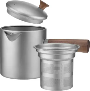 Yoidesu Camping Kettle for Open Fire Portable Tea Kettle with Fine Mesh Filter Easy to Brew Tea Smooth Pour Lightweight 580ml