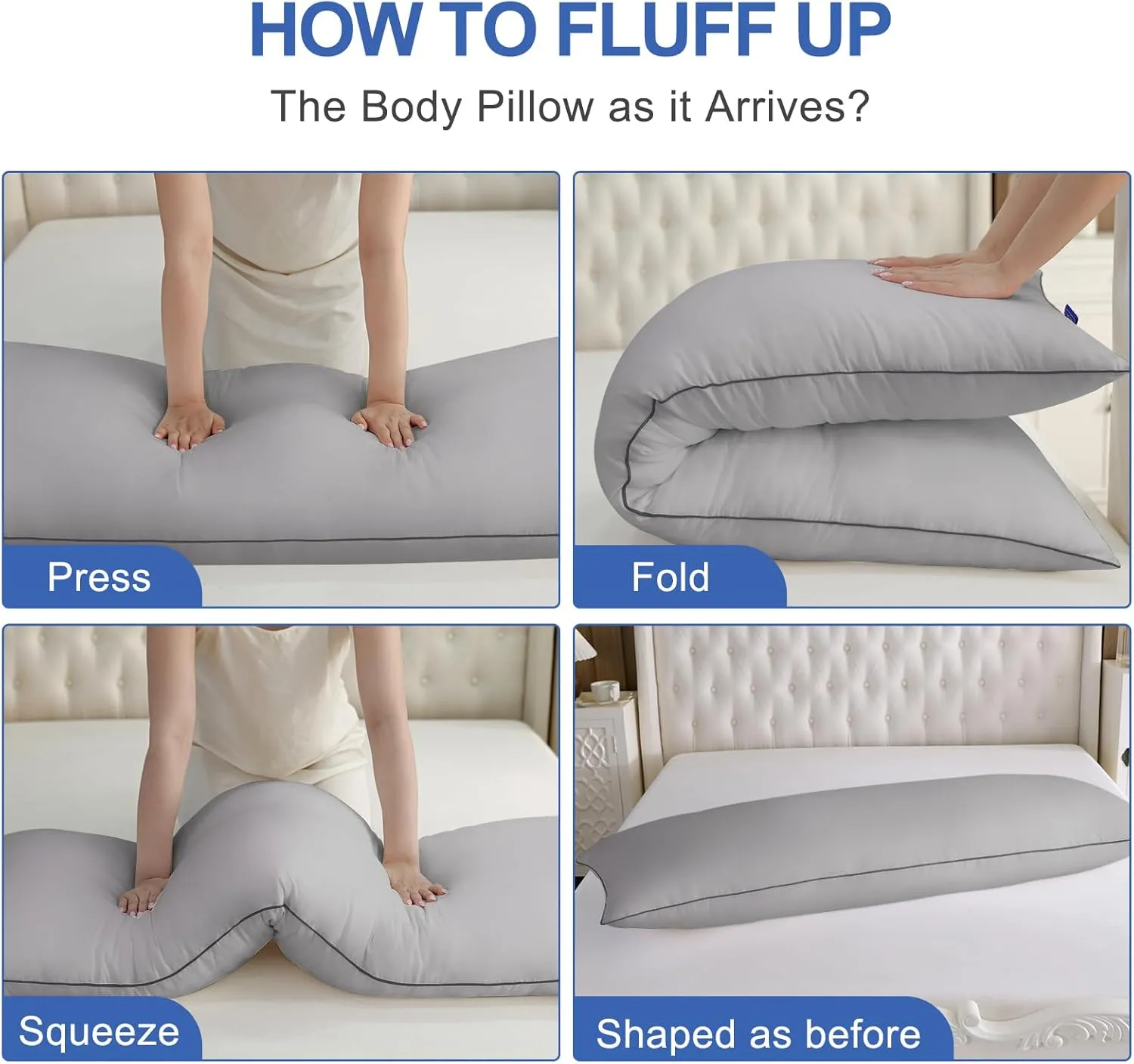 YZ HOME Memory Foam Body Pillow Insert - Full Body Pillow for Adults - Soft Large Long Bed Pillow for Side Sleeper