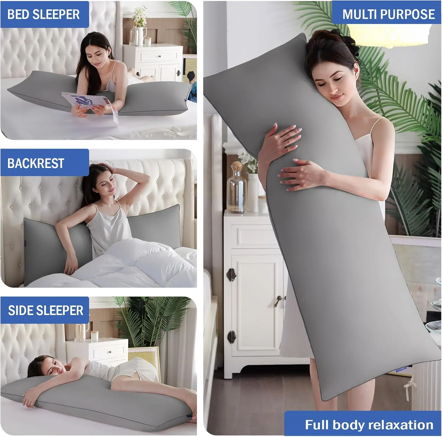 YZ HOME Memory Foam Body Pillow Insert - Full Body Pillow for Adults - Soft Large Long Bed Pillow for Side Sleeper