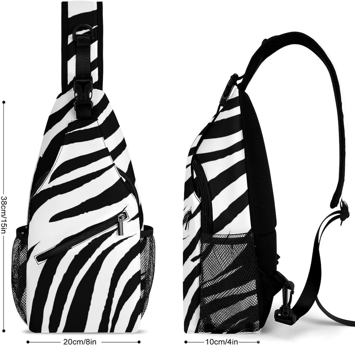 Zebra Stripe Sling Bag Mans Women Crossbody Backpack Chest Daypack Casual Backpack Travel Bag Running Daypack Leisure Backpacks