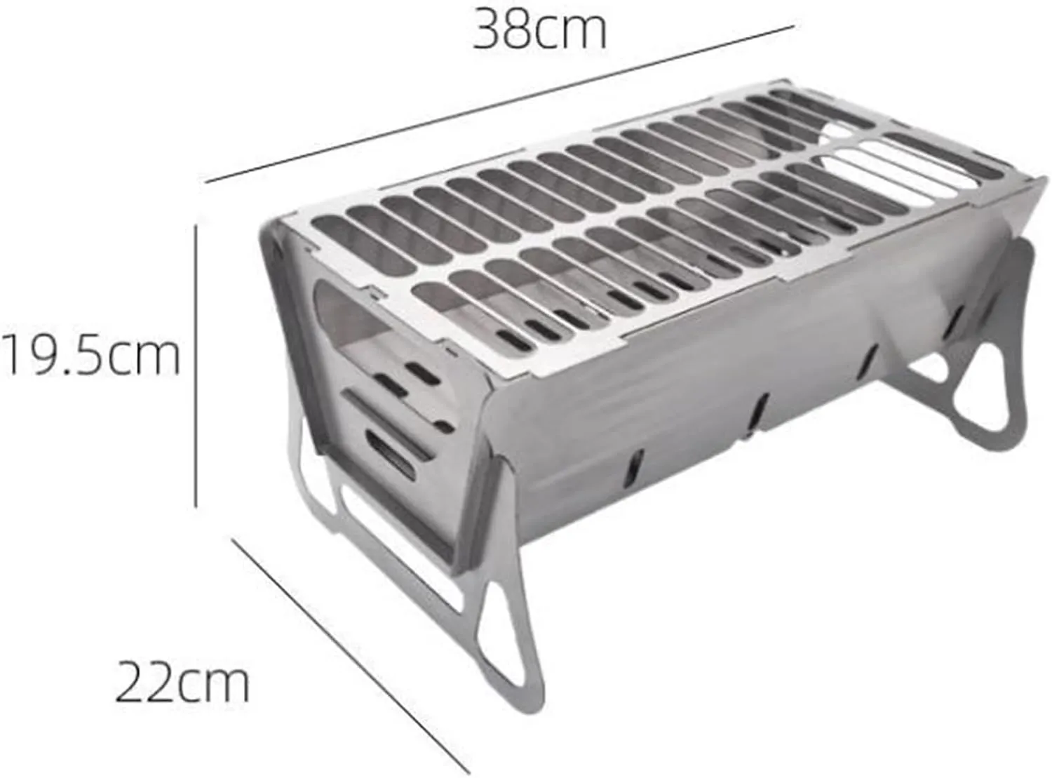 zeng Portable Stainless Steel Camping Grill – Foldable BBQ Charcoal Grill for Outdoor Cooking, Camping, Picnics (14.96"x8.66"x7.68", 7.5 lbs)