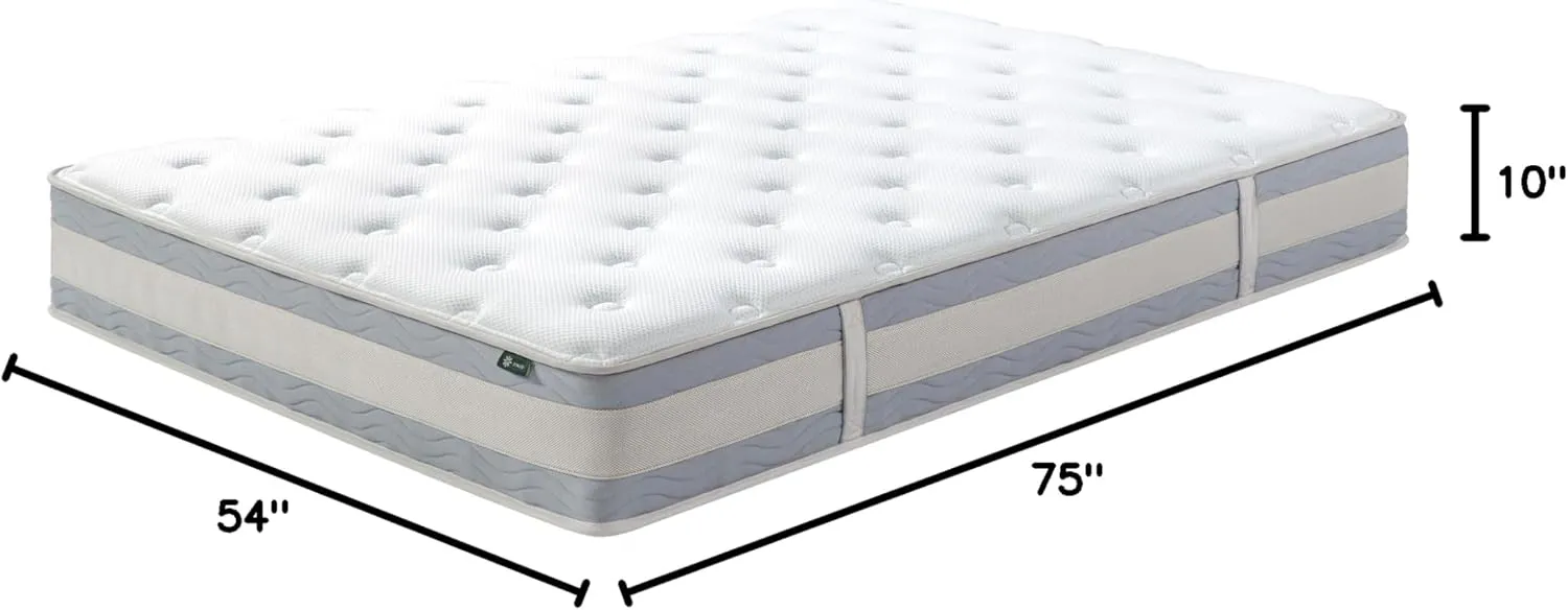 ZINUS 10 Inch Comfort Support Hybrid Mattress [New Version], Full, Fiberglass Free, Medium Plush, Motion Isolation, Certified Safe Foams & Fabric, Mattress in A Box
