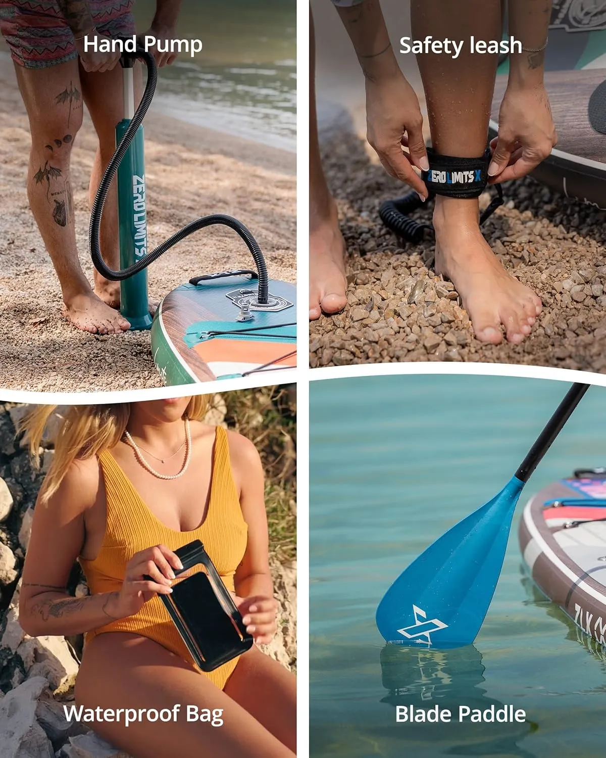 ZLX 10'6" Inflatable Stand Up Paddle Board, Extra Wide Stable Non-Slip Deck Pad, Unique Center Fin, Portable Paddleboard for Adults, Premium Blow Up Paddle Boards SUP for Beginners, All Skill Levels